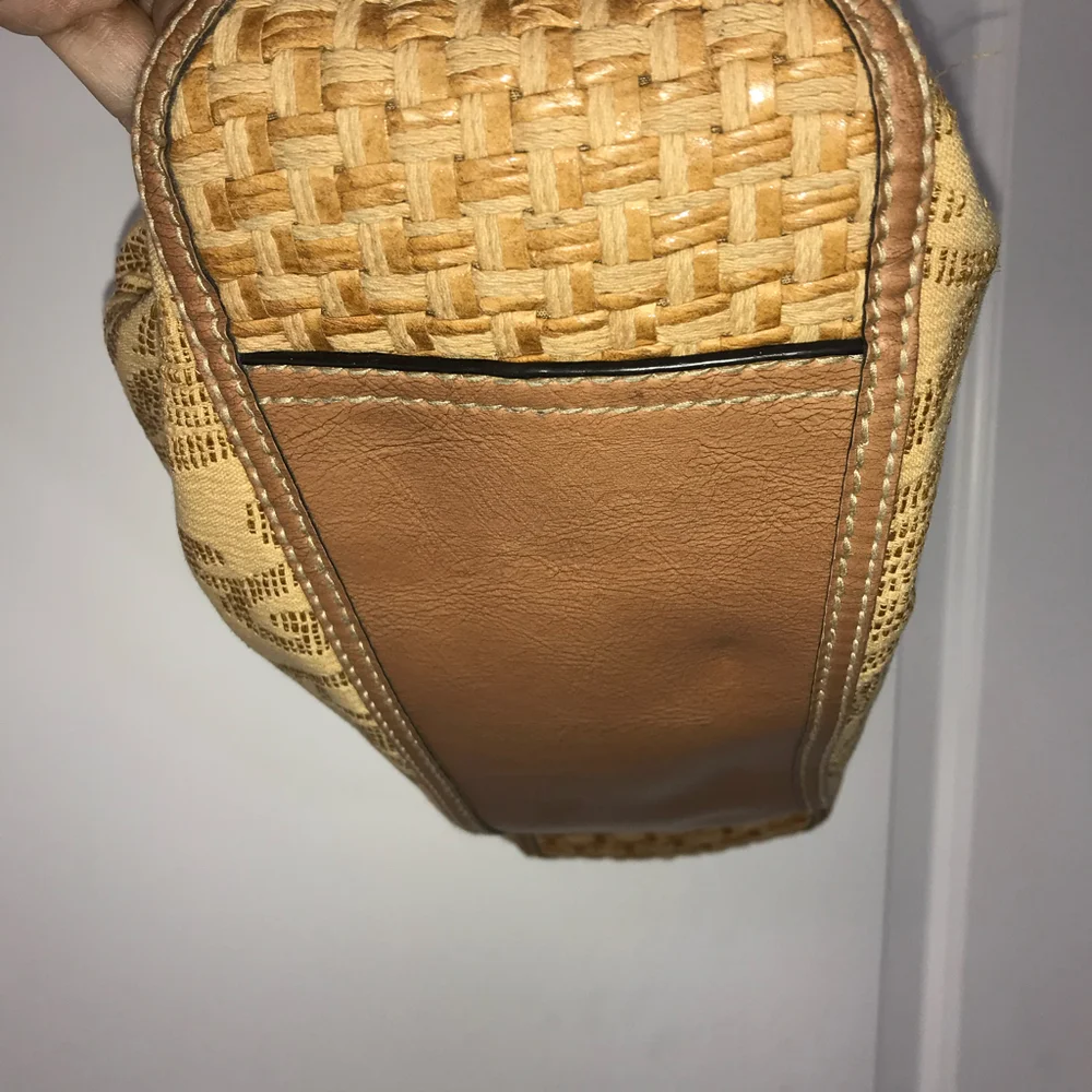 Fossil Vtg Tapestry & Leather Carpet Satchel Shoulder Bag Purse EUC